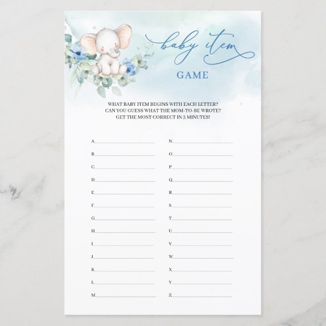 Niedliches Elefantenblütengrün Baby Item Game (Vorderseite)