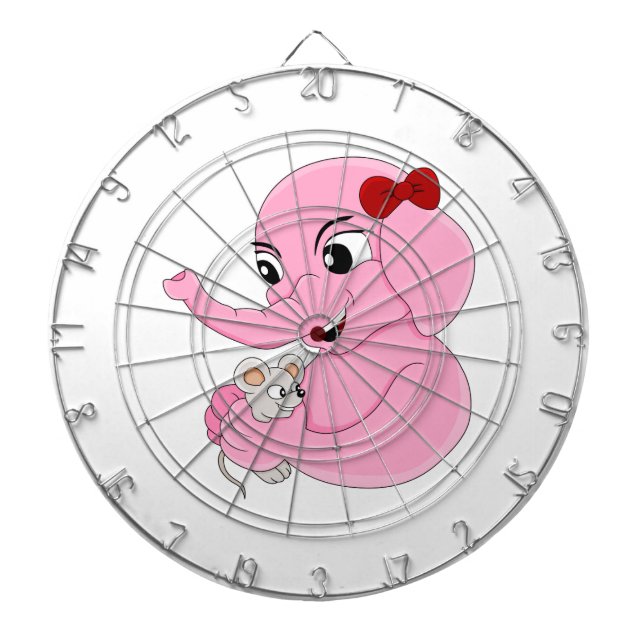 Niedliches Elefantenmädchen Cartoon Dartboard Dartscheibe (vorne)