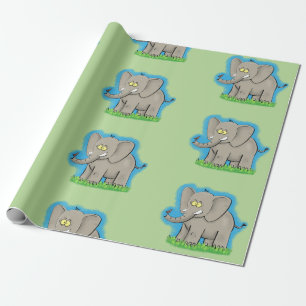 Niedliches Elefantenmuster Cartoon Geschenkpapier