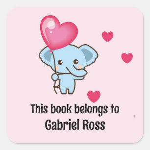 Niedliches Elefantenrosa Quadratischer Aufkleber