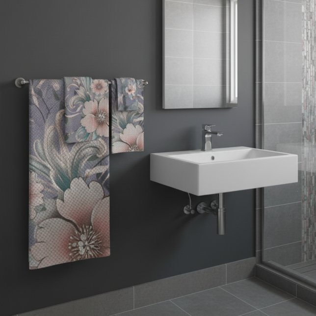 Niedliches Elegant Floral Gingham Muster Badhandtuch Set (Von Creator hochgeladen)