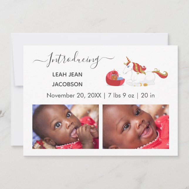 Niedliches Elegantes Baby Foto Geburtshinweis Einh Ankündigung (Vorderseite)