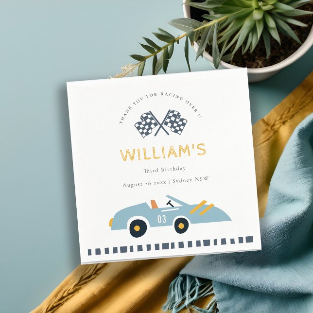 Niedliches, elegantes blaues Race Car Kinder jeden Serviette (Von Creator hochgeladen)