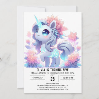 Niedliches Elegantes Einhorn Einladung