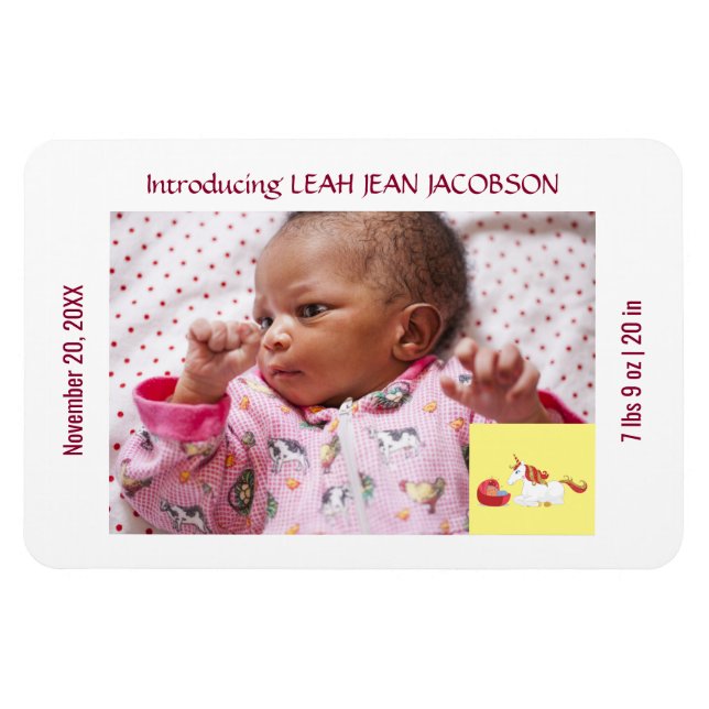 Niedliches Elegantes New Baby Unicorn Geburtshaus  Magnet (Horizontal)