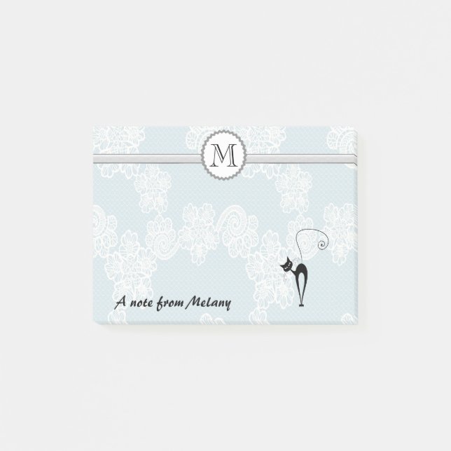 Niedliches elegantes, stylisches Spitzenschwarz-Ka Post-it Klebezettel (Vorderseite)