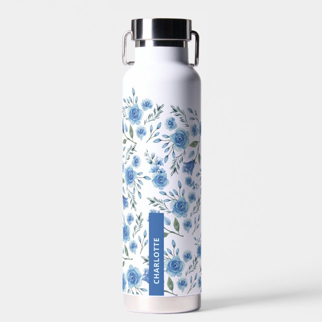 Niedliches elegantes Watercolor Blumenmuster Trinkflasche (Vorne)