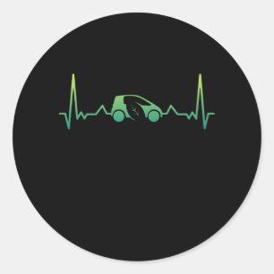 Niedliches Elektrofahrzeug-Heartbeat-Geschenk EV Runder Aufkleber