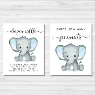Niedliches Elephant Baby Boy Shower Games Poster S Bilderwand Sets