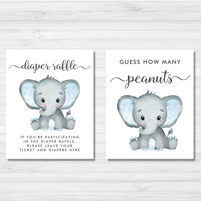Niedliches Elephant Baby Boy Shower Games Poster S Bilderwand Sets (Von Creator hochgeladen)