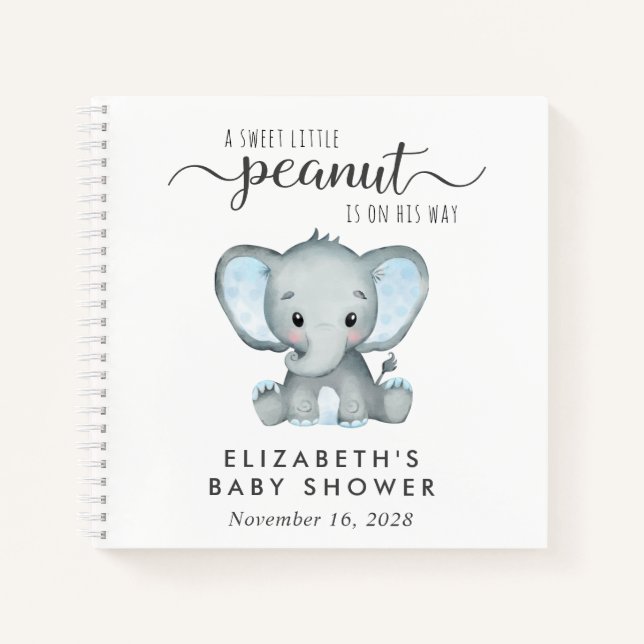 Niedliches Elephant Baby Boy Shower Guest Book Notizbuch (Vorderseite)