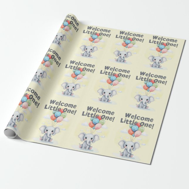 Niedliches Elephant Baby Dusche Umschlagpapier Geschenkpapier (Ungerollt)