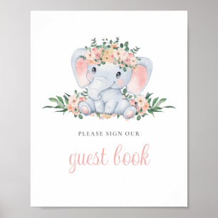 Niedliches Elephant Baby Shooting Gästebuchzeichen Poster