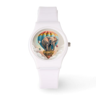 Niedliches Elephant Hot Air Ballon Whimsical Tier Armbanduhr