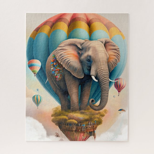 Niedliches Elephant Hot Air Ballon Whimsical Tier Puzzle (Vertikal)