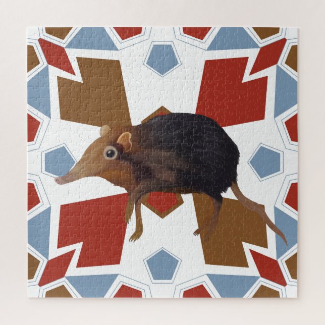 Niedliches Elephant Shrew Fun farbiges Muster Puzzle (Vertikal)