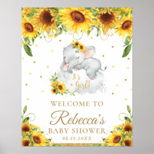 Niedliches Elephant Sunflower Babydusche Begrüßung Poster
