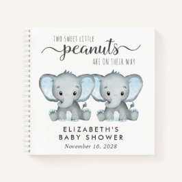 Niedliches Elephant Twin Boys Baby Shooting Guest Notizbuch