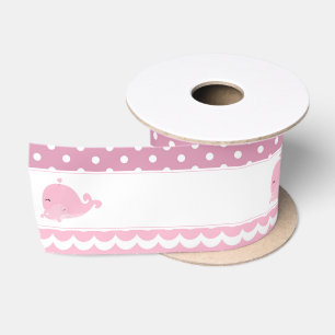 Niedliches Elternmädchen & Baby Whale Pink Girl Satinband