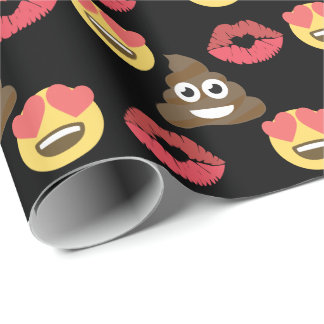 Niedliches Emoji in der Liebe, Kack Emoji & Küsse Geschenkpapier