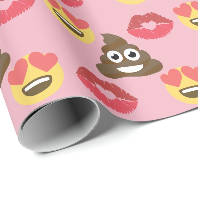 Niedliches Emoji in der Liebe, kacken emoji u. Geschenkpapier (Rolleneckpunkt)