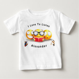 Niedliches Emoji lächelndes Lesebuch Baby T-shirt