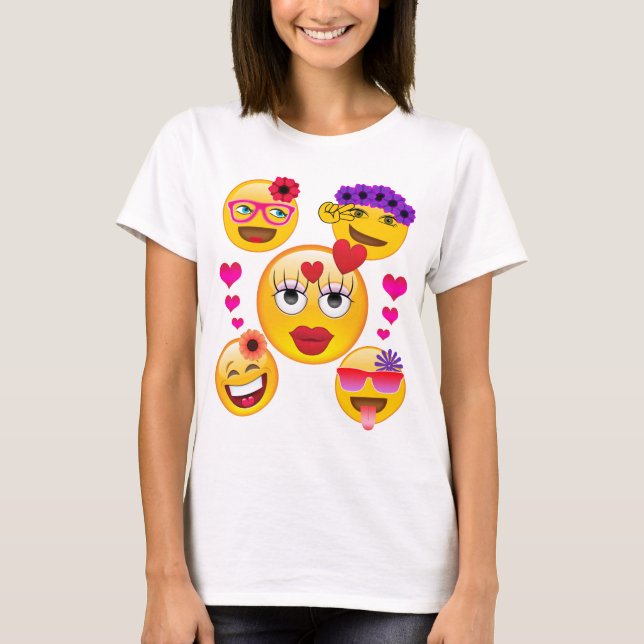 Niedliches Emoji stellt für Kinder und Erwachsene T-Shirt (Vorderseite)