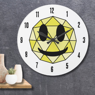 Niedliches Emoticon Geometric Emoji Gelbe Happy Fa Große Wanduhr