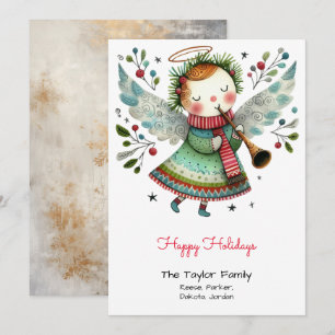 Niedliches Engel Illustration Happy Feiertagskarte