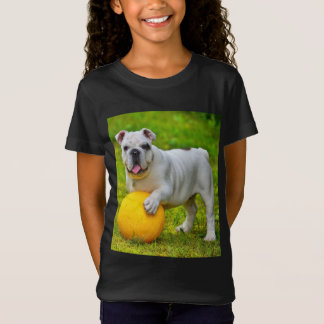 Niedliches englisches Bulldog Basketball Bulldog-L T-Shirt