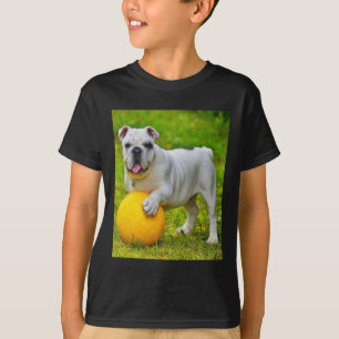 Niedliches englisches Bulldog Basketball Bulldog-L T-Shirt
