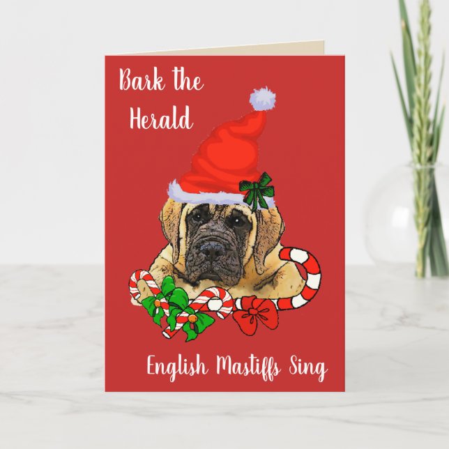 Niedliches englisches Mastiff-Welpen-Weihnachten Feiertagskarte (Vorderseite)