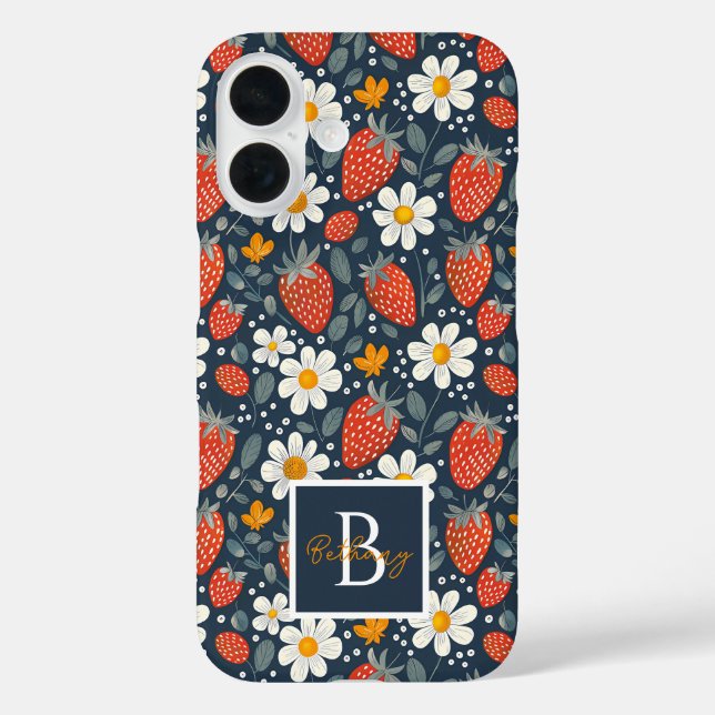 Niedliches Erdbeerdesign mit individuelle Name Case-Mate iPhone Hülle (Rückseite)