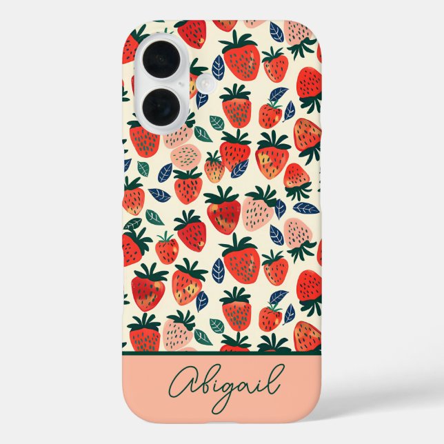 Niedliches Erdbeerdesign mit individuelle Name Case-Mate iPhone Hülle (Rückseite)
