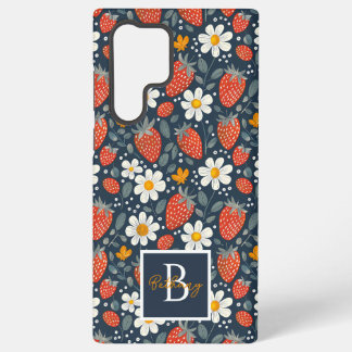 Niedliches Erdbeerdesign mit individuelle Name Samsung Galaxy Hülle