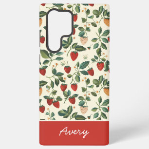 Niedliches Erdbeerdesign mit individuelle Name Samsung Galaxy Hülle