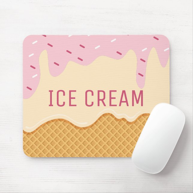 Niedliches Erdbeeren Vanilleeis Niedlich Dessert Mousepad (Mit Mouse)