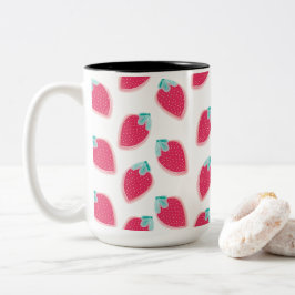 Niedliches Erdbeerfruchtmuster Zweifarbige Tasse