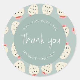 Niedliches Erdbeermuster "Danke" Verpackung Runder Aufkleber