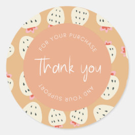 Niedliches Erdbeermuster "Danke" Verpackung Runder Aufkleber