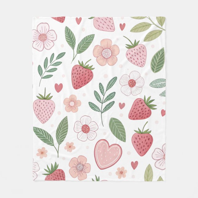 Niedliches Erdbeermuster Fleece Blanket (Vorderseite)