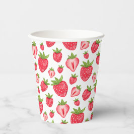 Niedliches Erdbeermuster Geburtstag Pappbecher