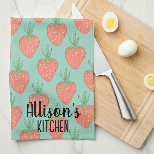 🍓 Niedliches Erdbeermuster Geschirrtuch (Viertel Falte)