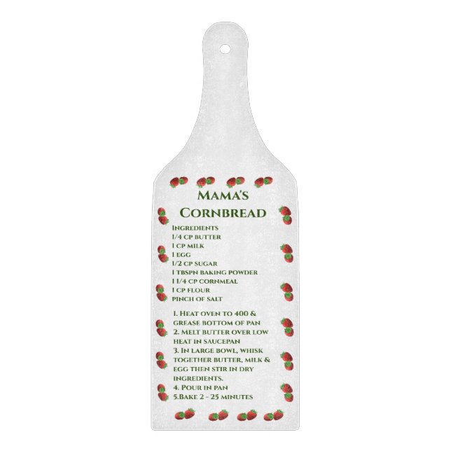 Niedliches Erdbeerrezept Schneidebrett (Vorderseite)