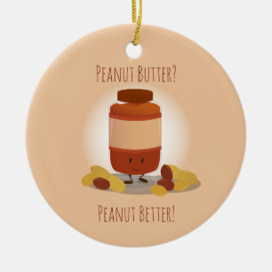 Niedliches Erdnussbutterfett Jar Nuts Food Keramik Ornament