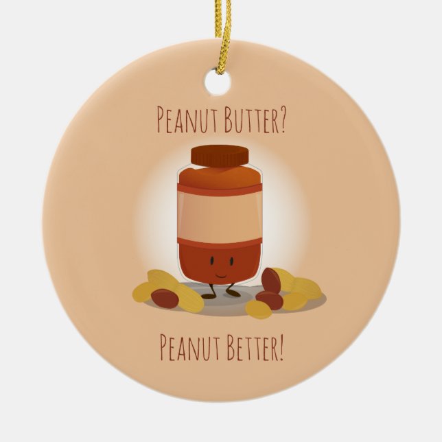 Niedliches Erdnussbutterfett Jar Nuts Food Keramik Ornament (Vorne)