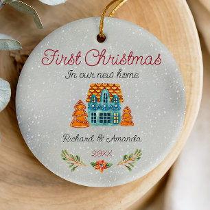 Niedliches erstes Weihnachts-neues Zuhause-Cookie- Keramik Ornament