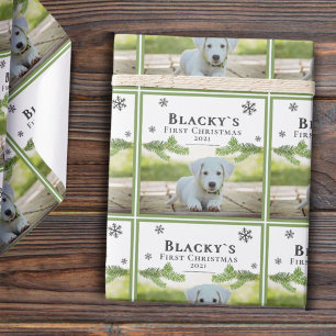 Niedliches Erstes Weihnachtskiefer Welpen Hund Hau Geschenkpapier
