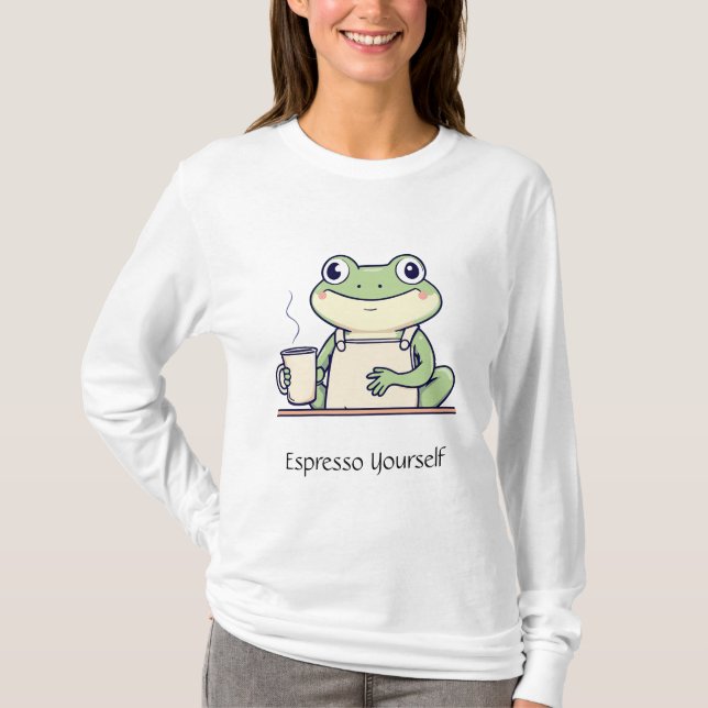 Niedliches Espresso Ihr selbst Frosch Frauenfeind  T-Shirt (Vorderseite)