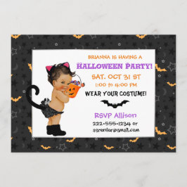 Niedliches Ethnic Baby Girl Cat Kostüm Halloween-P Einladung